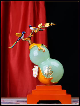 【彼达思】福禄吉祥 葫芦珐琅彩摆件 客厅酒柜玄关装饰开业礼物搬家乔迁礼品