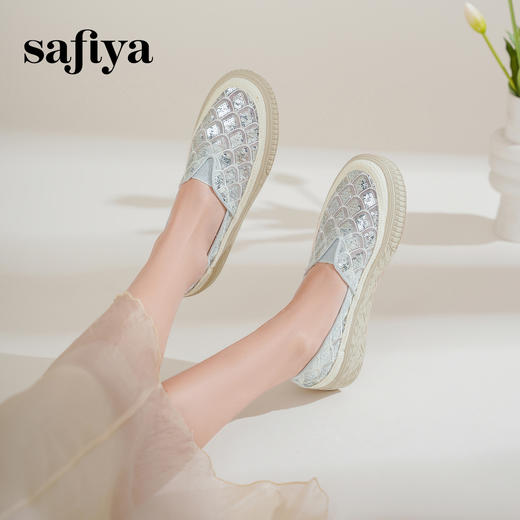 预售10天|Safiya/索菲娅2025精致优雅亮片草编透气懒人软底渔夫鞋 SFD1112250 商品图1