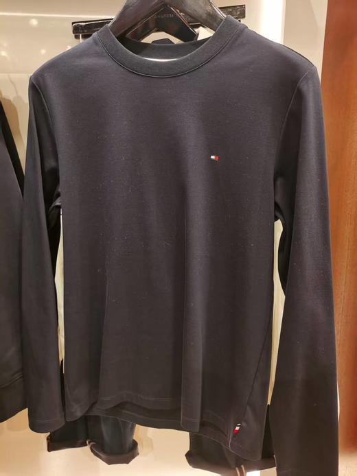 Tommy 男装丝光棉平纹净色小绣标修身打底长袖T恤MW0MW27908 商品图0
