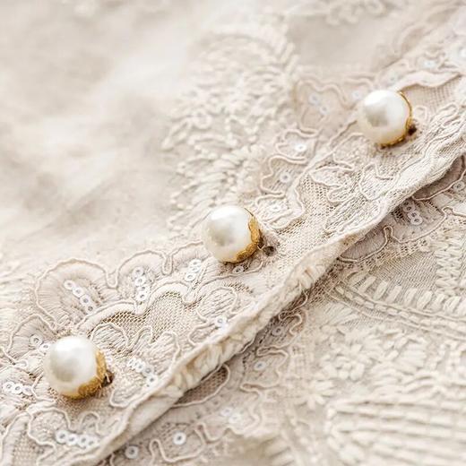 【高货wl】全新升级【铂金会员312/天猫419/差价107】(05752) 洛诗琳春款重工提花手工麻绣新中式设计感珍珠扣马甲外套 商品图3