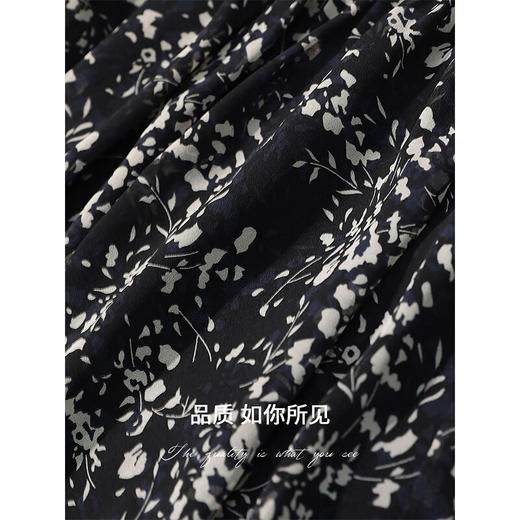 COCOBELLA设计感不规则捏褶碎花半身裙雪纺大摆裙长裙HS7013 商品图4