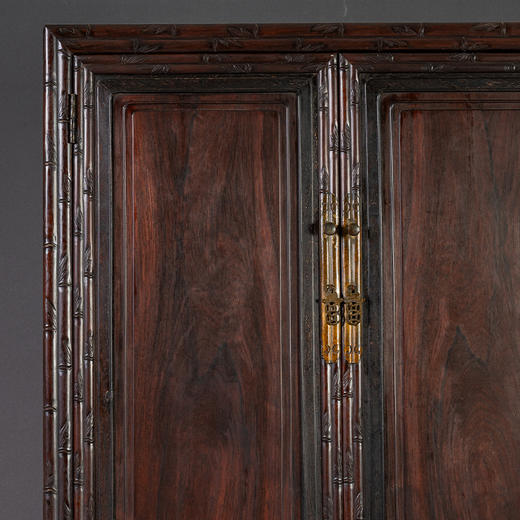 清 红木及鸂鶒木竹节工连座书柜 商品图1