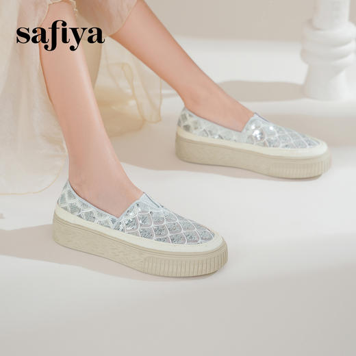 预售10天|Safiya/索菲娅2025精致优雅亮片草编透气懒人软底渔夫鞋 SFD1112250 商品图5