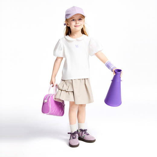 女童翻领SORONA凉感短袖上衣夏季新款安奈儿童装实体店同款XG521689 商品图3