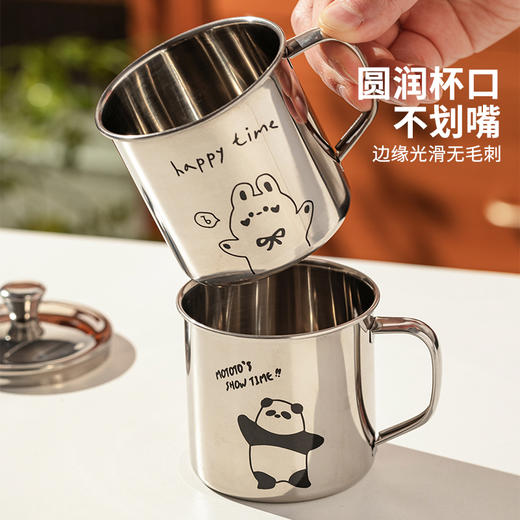 摩登主妇mototo熊猫316L不锈钢马克杯耐摔家用儿童喝水杯带盖杯子 商品图1