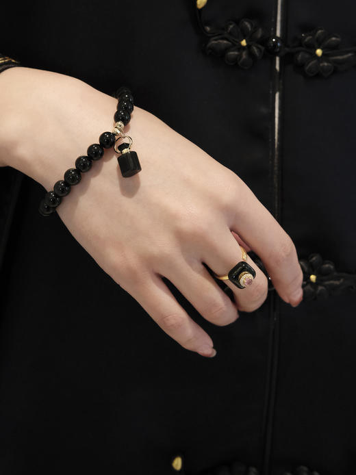 MELI&MOLI |彩虹黑耀石四方瓶均码925银镶石香薰戒指—五行之水 商品图3