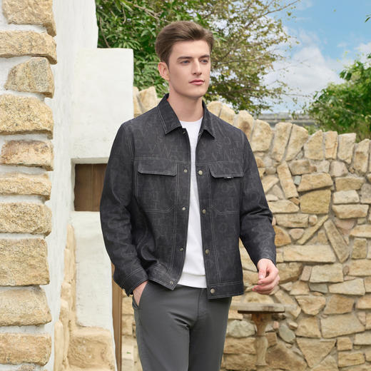 半身缘男装 秋季时尚简约舒适百搭翻领休闲外套253112M01312064 商品图3