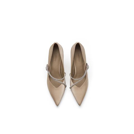 westory春秋尖头简约水钻一字带细跟时尚网红高跟鞋W23CE73081 商品图3