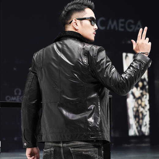 66X1770699180 罗蒙ROMON  罗蒙首发商务休闲真皮外套山羊皮男式皮衣 商品图1