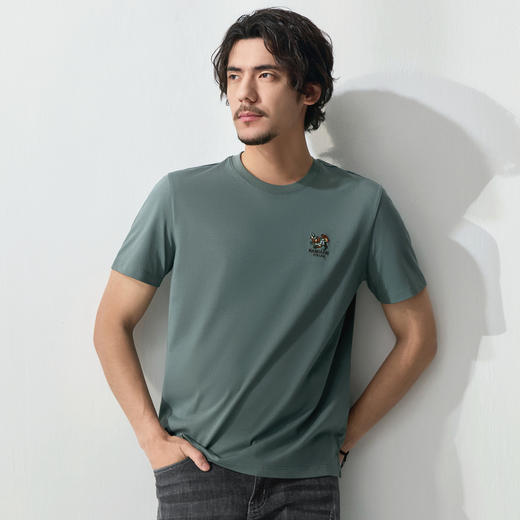 【中华立领】柒牌短袖T恤男2025夏季新款刺绣圆领中青年休闲上衣128T72210 商品图1