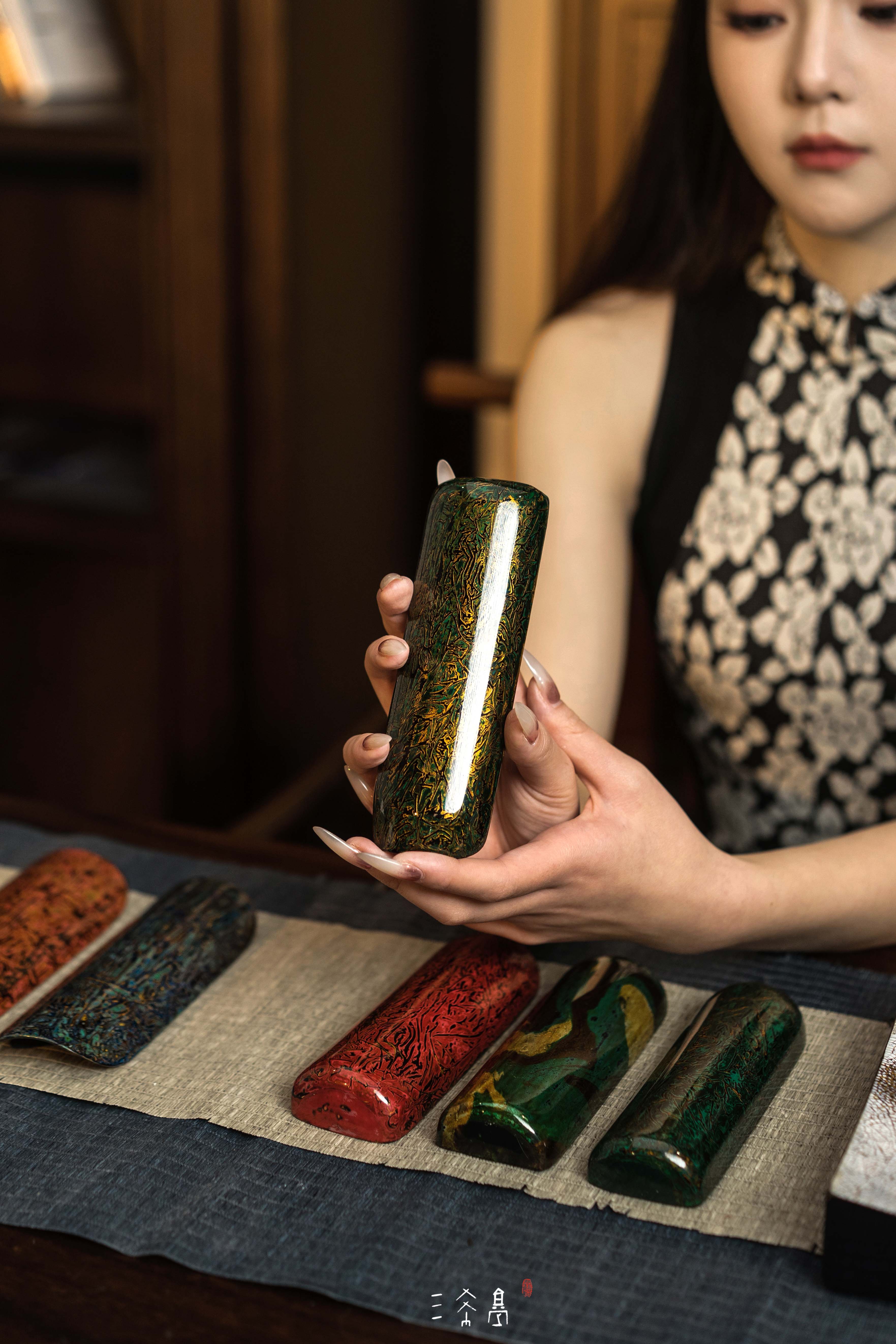 三希堂  流霞系列  犀皮金漆茶则