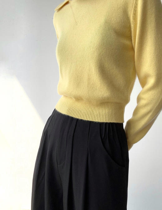 Viktoria Chan｜AW23087 Amalia polo cashmere  TOP [ 灰 / 黄] 商品图1