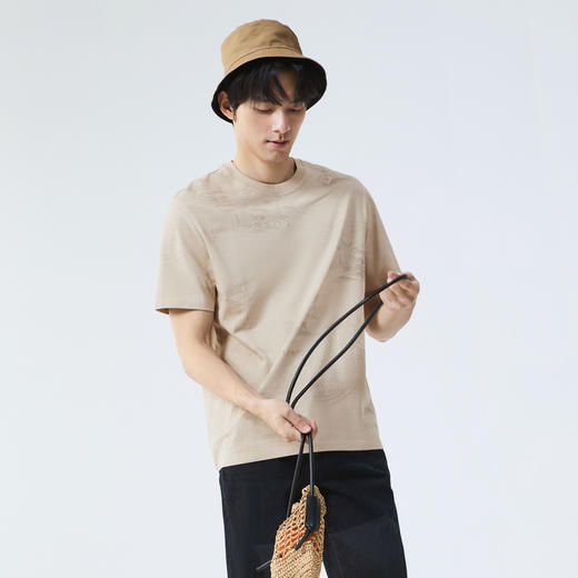 【国风图案】柒牌短袖T恤男士夏季新品水墨印花国潮圆领休闲上衣128T70410 商品图1