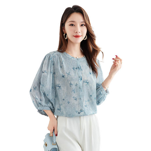 QS-12599716【真丝弹力重绉】100%桑蚕丝宽松女式衬衫减龄真丝小衫女12599716 商品图4