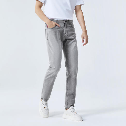 【提花牛仔】柒牌水洗牛仔裤男士春季新款人字纹休闲百搭直筒长裤128H70840 商品图1