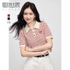 【周四狂欢价】熙世界学院风撞色条纹T恤女短袖时尚正肩polo领上衣2025春夏新款 商品缩略图0