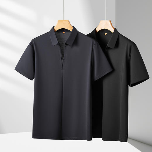 【棉质】【DDP】大依优型大码V领双叠领短袖POLO衫加肥大码男士翻领短袖体恤夏季款胖子休闲百搭半拉链棉 商品图4