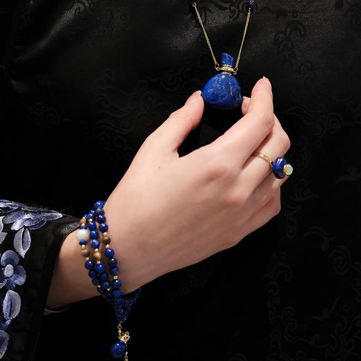 MELI&MOLI【水】青金四方瓶均码可调 925银镶石香薰戒指【D类】 商品图3