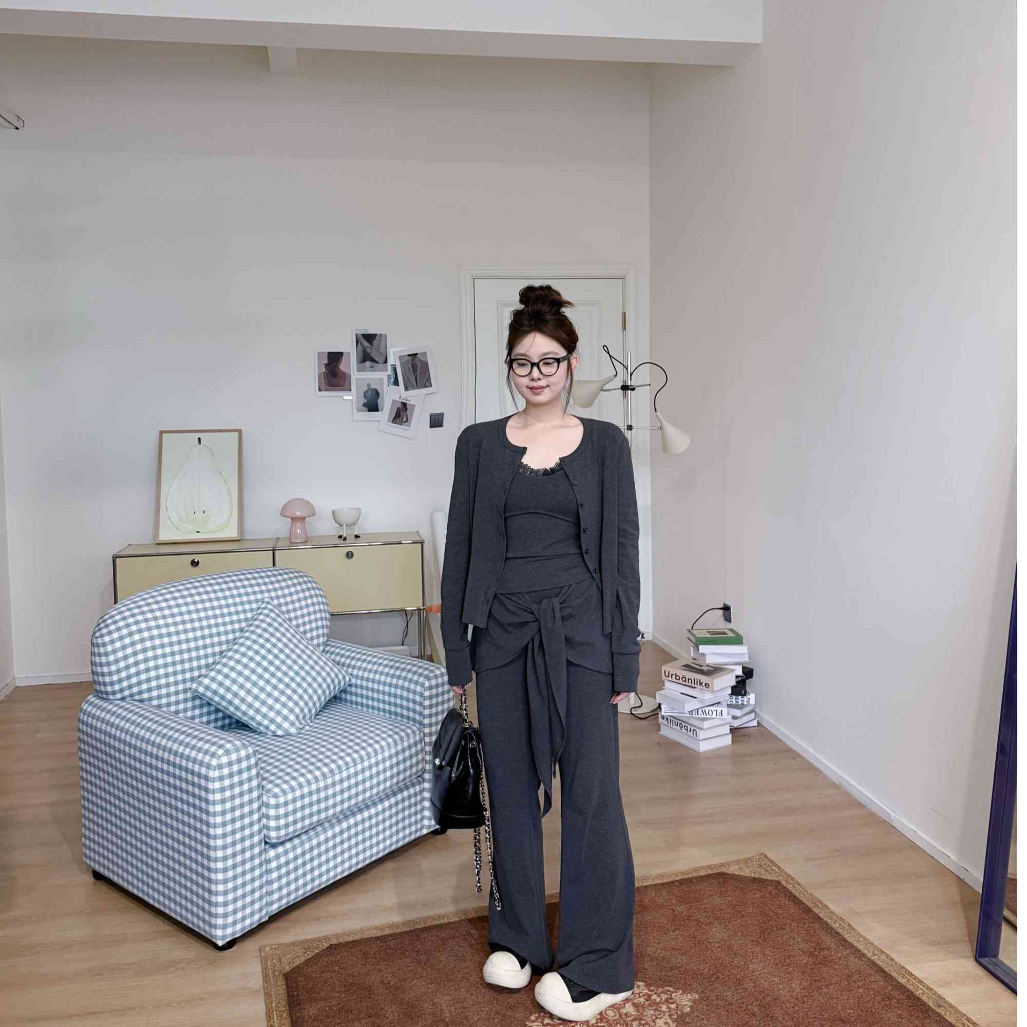 2025新品  软软同款【纸片人套装】气质休闲设计感ins风纯欲辣妹时尚套装