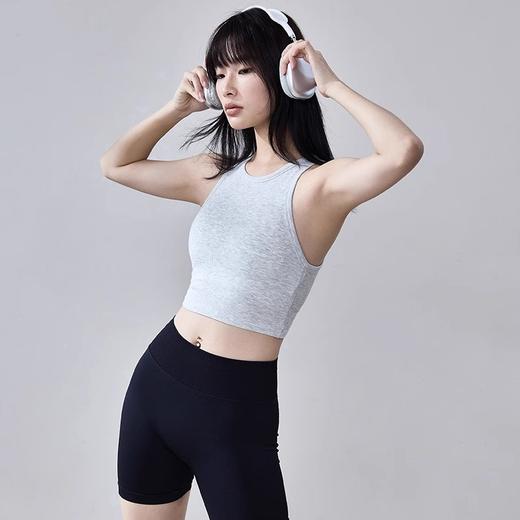 跃牌【周游世界系列】2025春夏新品瑜伽服女固定胸垫款无袖背心天丝莫代尔螺纹运动内衣BR1607 商品图3