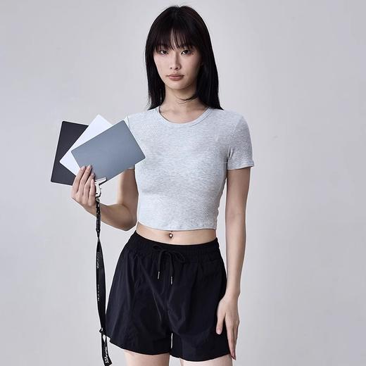 跃牌【周游世界系列】2025春夏新品瑜伽服天丝莫代尔螺纹小圆领T恤长款运动上衣TP0763/TP0864 商品图3