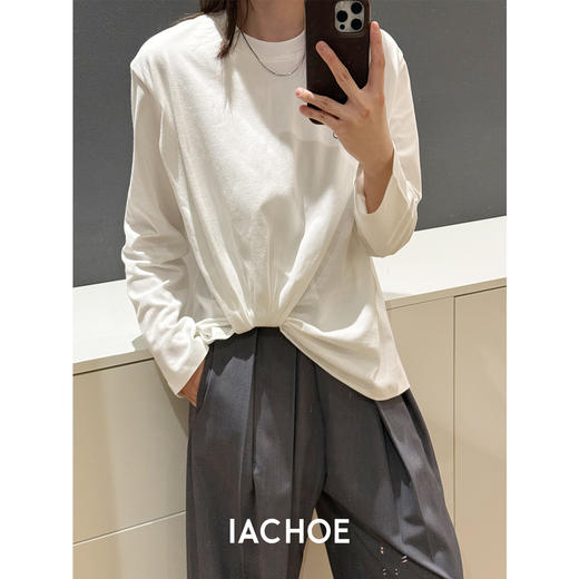 棉仓3621501003-IACHOE下摆收褶T恤 商品图0