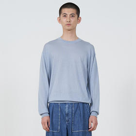 YOKE SILK CASHMERE SHEER SWEATER 真丝羊绒混纺针织圆领毛衣