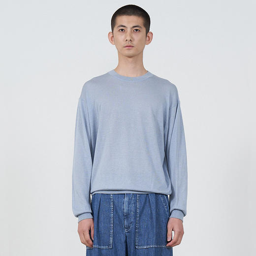 YOKE SILK CASHMERE SHEER SWEATER 真丝羊绒混纺针织圆领毛衣 商品图0
