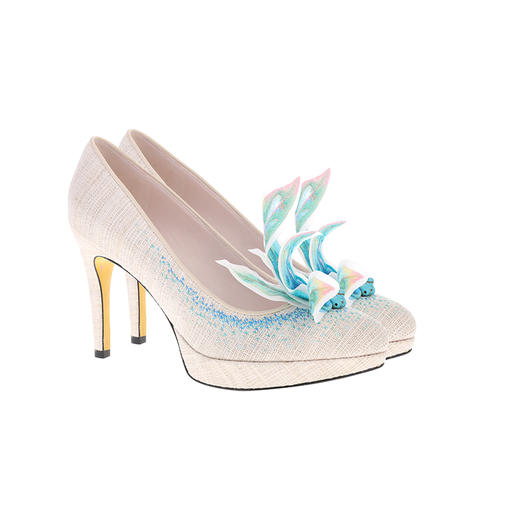 sheme野纤物语系列环保火草绒刺绣点缀女士高跟鞋优雅时尚可定制 商品图11