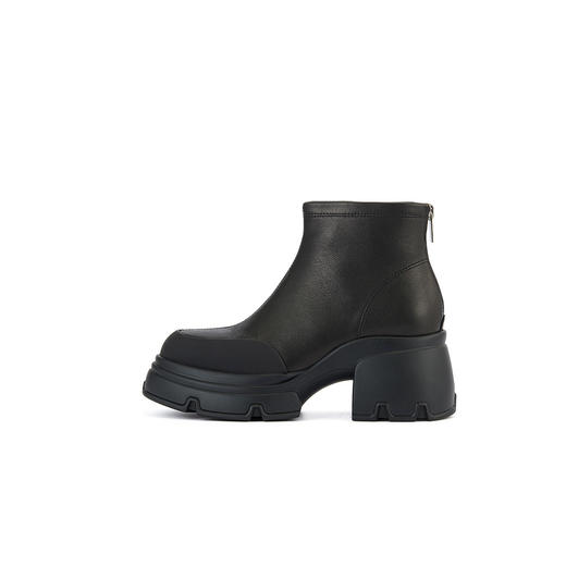 westory2023秋冬新款百搭真皮松糕厚底粗跟高跟短靴瘦瘦靴女W23DS83241 商品图1