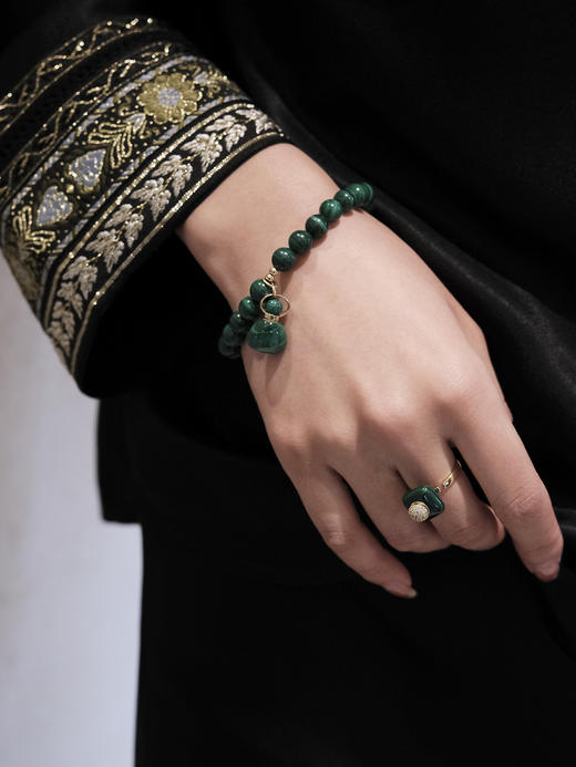 MELI&MOLI |孔雀石四方瓶均码可调925银镶石香薰戒指—五行之木 商品图2