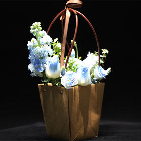 情语花艺【浪漫微光】玫瑰+紫罗兰见面小花盒 混搭鲜花小花束（17点前下单当日送达，可备注送货时间）