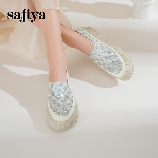 预售10天|Safiya/索菲娅2025精致优雅亮片草编透气懒人软底渔夫鞋 SFD1112250 商品图3