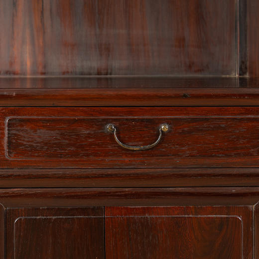 清 红木三层亮格带屉书柜（一对） 商品图1