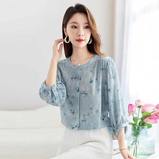 QS-12599716【真丝弹力重绉】100%桑蚕丝宽松女式衬衫减龄真丝小衫女12599716 商品图2