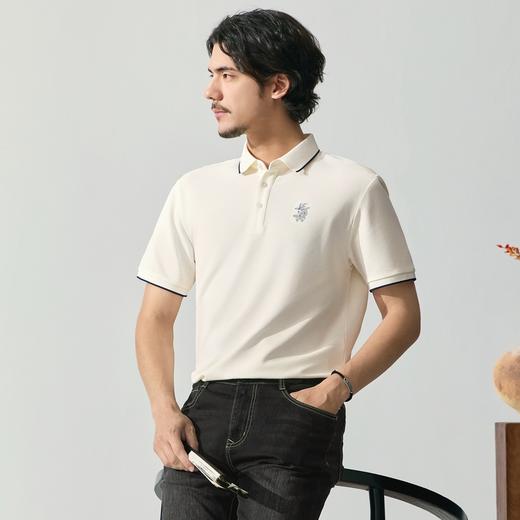 【十二生肖剪纸羊】柒牌7A抗菌短袖POLO衫男夏季凉感刺绣翻领T恤128T71980 商品图2
