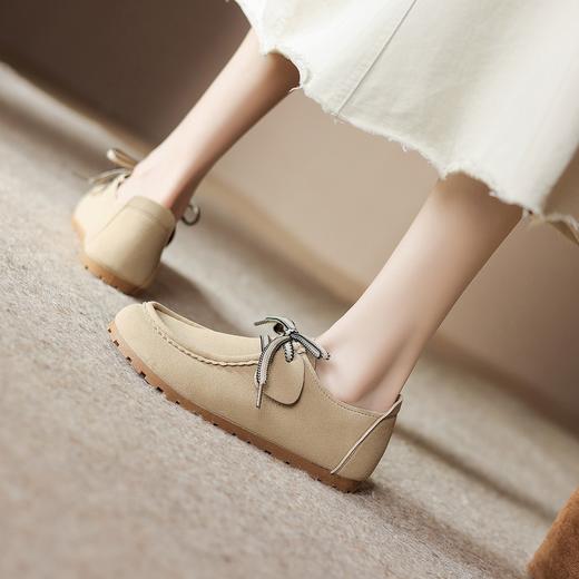 手工女鞋平底系带豆豆鞋软底2025新款春季超软休闲勃肯鞋1CM 商品图1