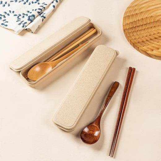 摩登主妇木头勺子筷子套装木质便携式餐具一人用学生上班族实木筷 商品图0