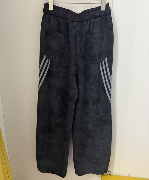 MZ侧边斜条纹松紧腰头阔腿长裤（黑）夏季151100080321 商品图2