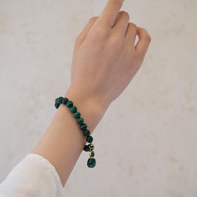 MELI&MOLI【木】孔雀石迷你福袋瓶 925银配件点缀圆珠手链【D类】