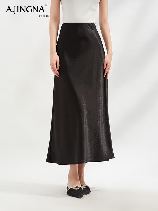 【淘衣节专享】阿菁娜醋酸缎面极简鱼尾神裙F30C213011 商品图0