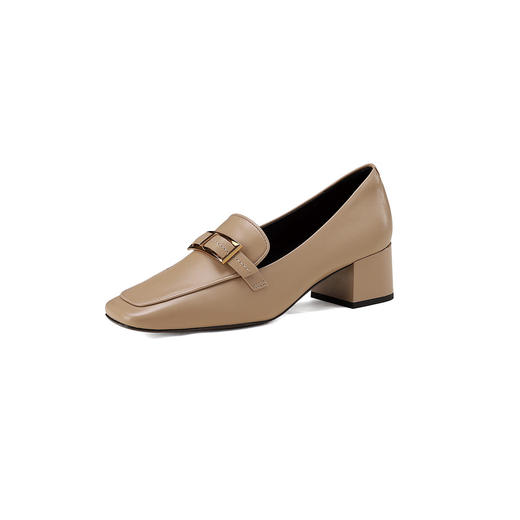 westory新款方头中跟羊皮浅口单鞋舒适通勤鞋W24CM74571 商品图1