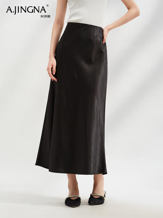 【淘衣节专享】阿菁娜醋酸缎面极简鱼尾神裙F30C213011 商品图2