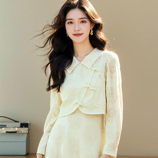 奢姿大码女装2025春季蕾丝气质POLO领裙子胖妹妹假两件时尚连衣裙9951890333 商品图1