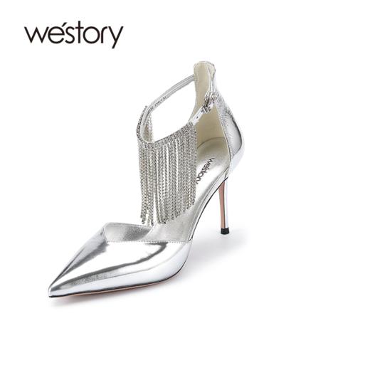 westory春季新款细高跟流苏优雅气质女鞋W24AH56461 商品图1