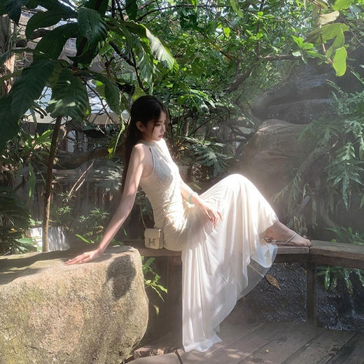 西遇无袖旗袍连衣裙套装女新款新中式薄款空调衫两件套SS150092/SS150093 商品图2