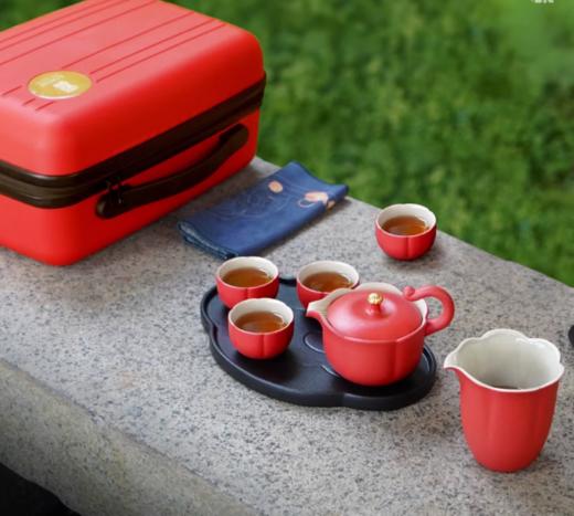 【彼达思】陆宝陶瓷花悦旅行组一壶四杯茶套装便携户外旅游茶具 商品图2