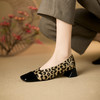 【预售5天】春季新款方头浅口粗跟豹纹拼接低跟平底单鞋MBJR&6856 商品缩略图0