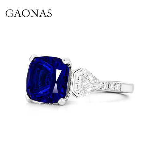 GAONAS 培育蓝宝石【矿工的眼泪】瑰丽奢华蓝色百搭方形戒指11095JB 商品图2