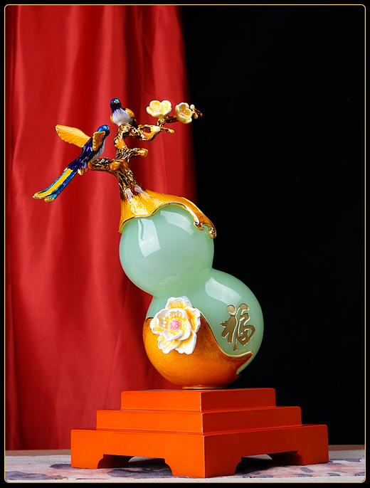 【彼达思】福禄吉祥 葫芦珐琅彩摆件 客厅酒柜玄关装饰开业礼物搬家乔迁礼品 商品图1